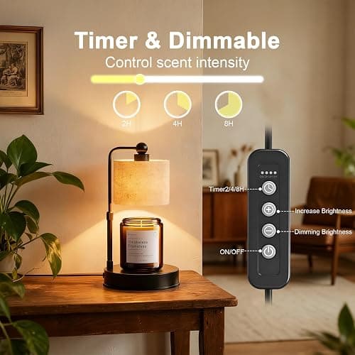 Candle Warmer Lamp with Timer ,Dimmable Candle Wax Warmer, Height Adjustable Electric Candle Lamp Warmer with 2 Bulbs, Birthday Gifts for Women Mom House Warming,Vintage Home Decor for Bedroom thumbnail 3