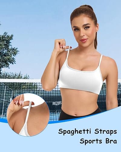QUOJIZY Sports Bras for Women Open Back Workout Tops for Women Yoga Bra Spaghetti Straps Twist Back thumbnail 5