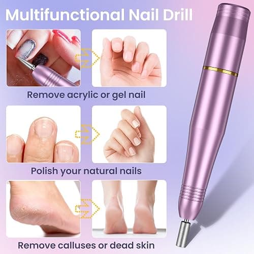 Electric Nail File, Professional Nail Drill Machine for Gel Nails, 20000RPM Adjustable Speed, Electric Nail Drill E File for Nail, Portable Manicure Pedicure Set for Women Girls Mum Nail Care Gifts thumbnail 4