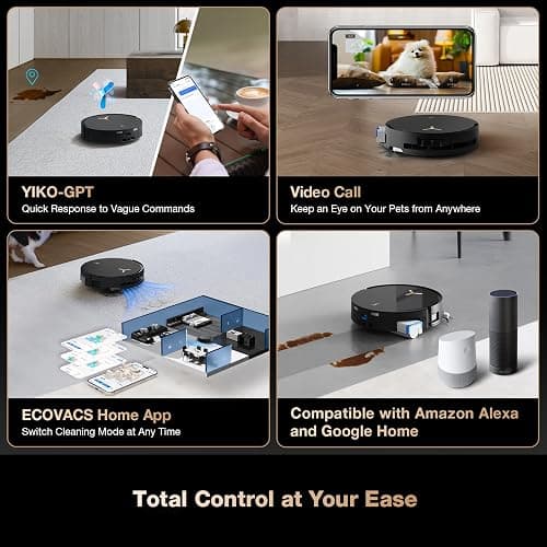 ECOVACS DEEBOT X8 PRO OMNI Robot Vacuum and Mop, 18000Pa, OZMO ROLLER Instant Self-Washing Mopping, 167℉ Hot Water Mop Washing, Auto Cleaning Solution Adding, Hot Air-Drying, Self-Emptying, Black thumbnail 6