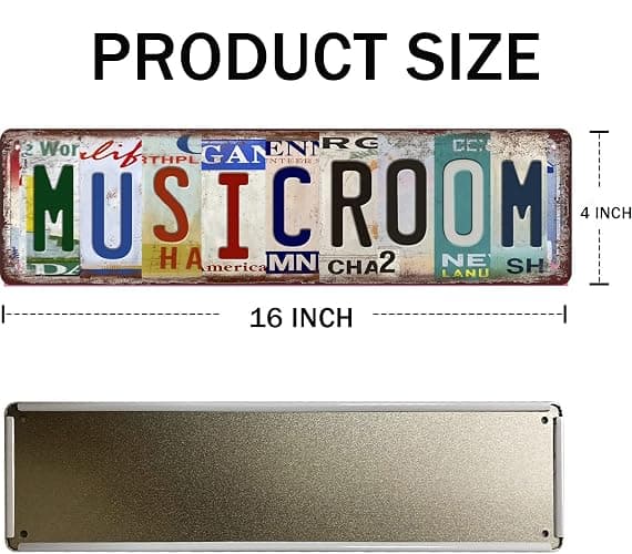 Vintage Music Room Wall Decor Street Signs Music Posters Studio Decor Metal Tin Sign Guitar Wall Art Decor 16 X 4 Inches thumbnail 3