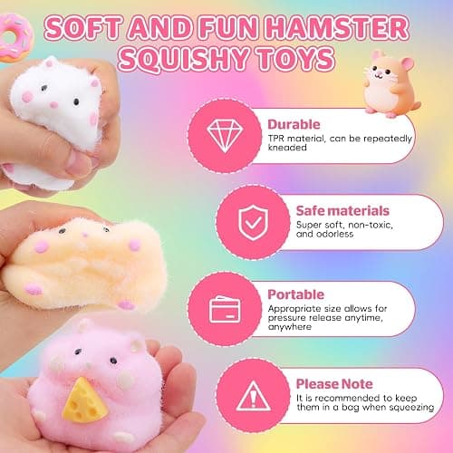 4pcs Taba Squishy Hamster Fidget Toys, Big Soft fufu Hamster Squishy Toy, Cute Taba Toys for Stress Relief, Hamster Fidget Toys Suitable Adults Kids thumbnail 4