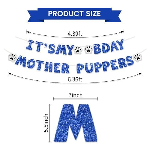 BEISHIDA blue It's My Bday Mother Puppers Banner - Cat/Dog Birthday Decorations, Party Supplies, Paw Party Bunting Sign, Puppy Dog Pennant Decor thumbnail 3