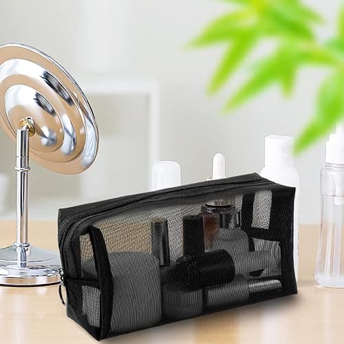 Unoutur pouch,Mesh Cosmetic Bag Portable Makeup Pouch Travel Toiletry Bag for Makeup Organizer Home Office Travel Accessories,6 Pieces Mesh Makeu thumbnail 2