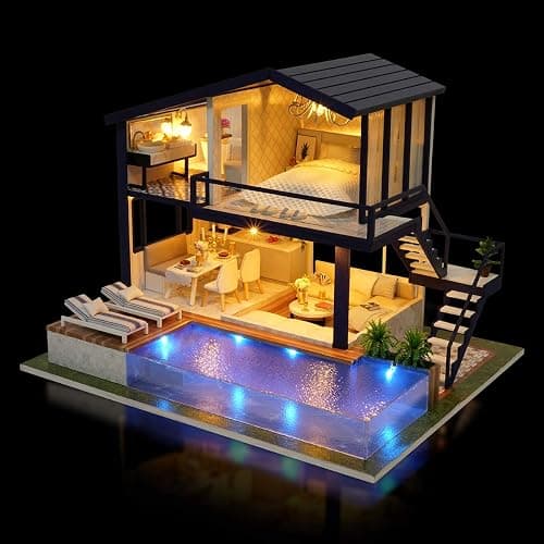 GuDoQi DIY Miniature Dollhouse Kit, Tiny House kit with Music, Miniature House Kit 1:24 Scale, Great Gift for Birthday Easter Day, Time Apartment - Time Apartment thumbnail 6