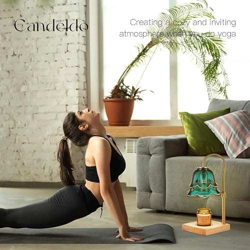 Candeldo Candle Warmer Lamp with Timer: Flower Candle Warmer with 2 Bulbs Green Height Adjustable Candle Warming Lamps Home Bedroom Decor Birthday Gift for Women thumbnail 6