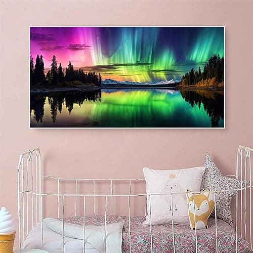 Northern Lights Diamond Painting Kits for Adults，5D Large Size Northern Lights Diamond Art for Adult Beginners, Full Drill Aurora Crafts Gem Art Painting for Home Wall Decor 27.6x15.8in thumbnail 2