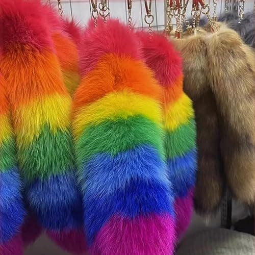 COSEARTUME Big Therian Fox Tail Cosplay Fur Wolf Tails Keychain Halloween Fox Costume Accessories for Kids Adult thumbnail 5