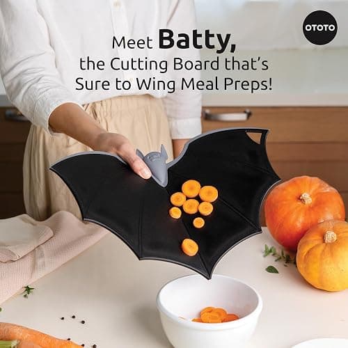OTOTO Cutting Board - Wooden & Plastic Cutting Boards for Kitchen, Fun & Spooky Kitchen Gadgets, Housewarming & Goth Gifts, Dishwasher Safe (Bat, Plastic) thumbnail 4