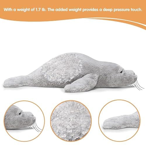 CSVBTRF Weighted Stuffed Animals, 2 lb, 23" Seal Plush Gift for Kids - Grey Hug Seal Plush Animals thumbnail 4
