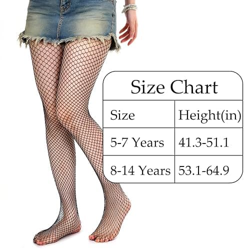 Pistha Girls Fishnet Stockings Kids High Waist Mesh Tights | Black Fishnet Stockings Girls Fishnet Tights for Daily Wear Dress Girls Costume Accessories thumbnail 3