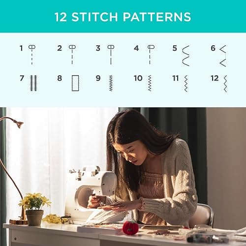 Best Choice Products Compact Sewing Machine, 42-Piece Beginners Kit, Multifunctional Portable 6V Beginner Sewing Machine w/ 12 Stitch Patterns, Light, Foot Pedal, Storage Drawer - Teal/White thumbnail 4