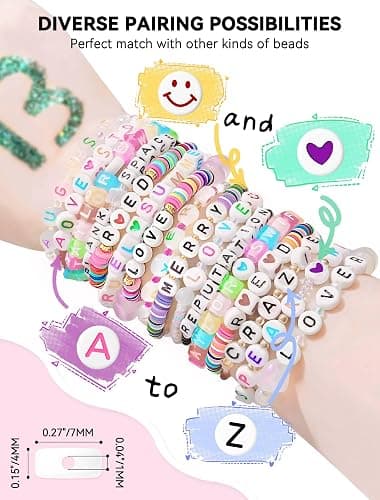 ARTDOT 1400 PCS Letter Beads for Jewelry Making Kit, 28 Styles Alphabet Beads for Friendship Bracelets Assorted Preppy Beads with Storage Case thumbnail 4
