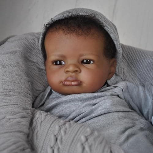 WOOROY Realistic Reborn Baby Dolls Black Boy, 20 Inch African American Newborn Boy Doll, Lifelike Weighted Soft Body, Christmas Birthday Gift for Kids Age 3 + thumbnail 3