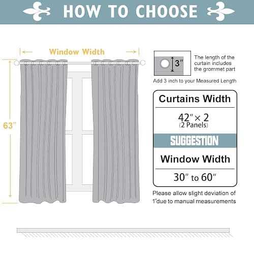 ChrisDowa Grommet Blackout Curtains for Bedroom and Living Room - 2 Panels Set Thermal Insulated Room Darkening Curtains (Dark Grey, 42 x 63 Inch) thumbnail 3