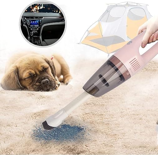 Portable Handheld Vacuum Cleaner Cordless, Cleaner for Dirt Home Pet Hair, Car Interior Dust, Power Suction Lightweight Stylish Hand Vacuum (Pink) thumbnail 6
