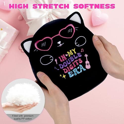 SEAOPOP Cat 10th Birthday Stuffed Animals: 8-Inch in My Double Digits Era Gifts for Girls, 10th Birthday Black Cat Plush Toy for Girl Kids, Cute Plushie Pillow with Heart Glasses, Party Decor thumbnail 6