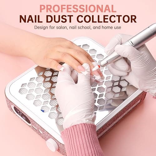 CHRISTINE SHELLY Nail Dust Collector, Rechargeable Dust Collector Nail Tech, Powerful Vacuum Fan Vent Dust Collector Extractor Dust Suction Machine for Acrylic Nails Polishing, Nail Salon&Home, Pink thumbnail 3