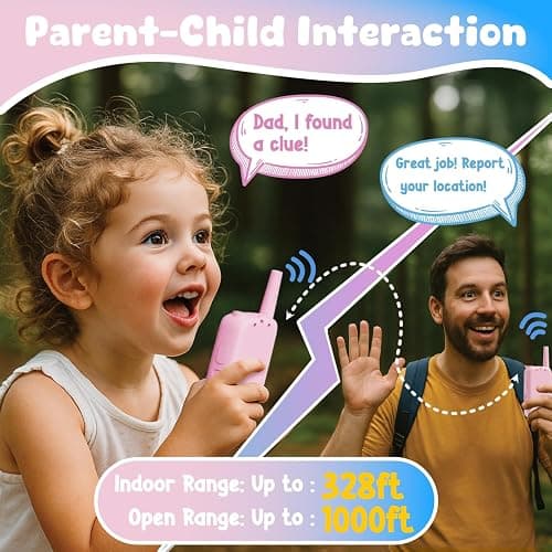 Video Walkie Talkies for Kids, 2 Pack Rechargeable Walkie Talkies with Screen, Indoor Outdoor Toy for 3 4 5 6 7 8 9 10 Year Old Girl, Christmas Birthday Gifts for Girls Age 3-12 (Pink) thumbnail 3