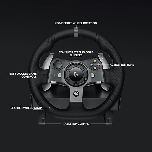 Logitech G920 Driving Force Racing Wheel and Pedals, Force Feedback + Logitech G Driving Force Shifter - Xbox Series X|S, Xbox One and PC, Mac - Black thumbnail 5