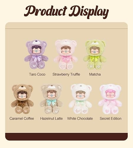 ROBOTIME Plush Doll Blind Box Figure,7 Inches Cute Anime Plush Doll Mystery Box Popular Collectible Toy Creative Kits for Birthday Gifts/Christmas Holiday Chocolate Colorful Plush Bear (1 pcs) thumbnail 5