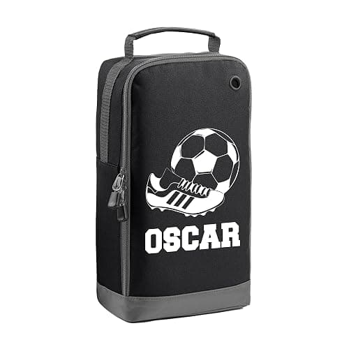 Personalised Kids Boot Bag – Custom Name Sports Shoe Bag for Football, Rugby, Cricket, PE & School – Gift for Boys & Girls (Football Boot, Black) - Image 1