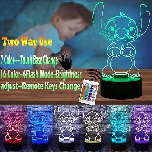 LOUHH 3D Illusion Night Light, 16 Color Night Light - 3D LED Intelligent Remote Control Lamp for Children's Room Decoration and Children's Gifts thumbnail 5