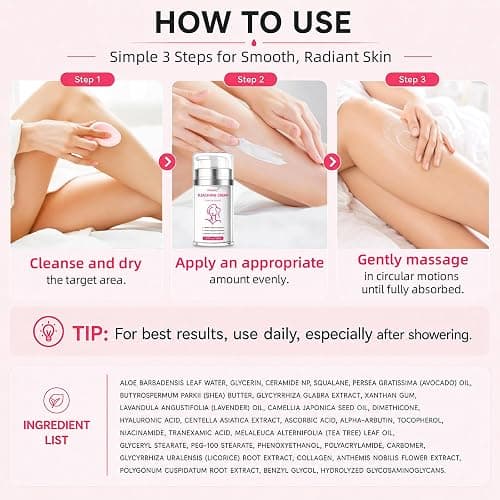 Skin Bleaching Cream with Vitamin C & Arbutin, Dark Spot Remover for Body Intimate Areas,Underarm, Knees, Elbows,Inner Thighs & Bikini Line,Gentle Whitening Moisturiser for Sensitive Skin, 1.7 FL OZ thumbnail 6