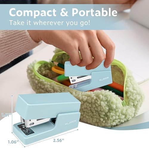 NUSIGN Mini Stapler with 830 Staples, Small Cute Desk Staplers, 25 Sheet Capacity, Blue thumbnail 2