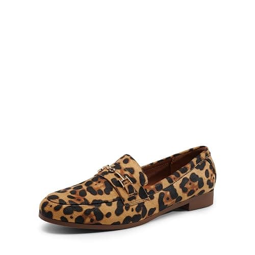 DREAM PAIRS Women's Loafers Penny Loafers Fashion Comfortable Flats Dressy Shoes - 7 - Leopard-suede - Image 1