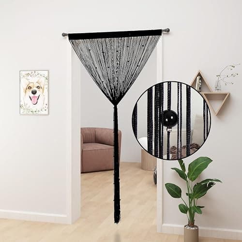 YIIBAII Beaded Curtain Beaded Curtains for Doorways Crystals Suitable for Interior Hanging Decoration and Partitions Closet Curtains (39"x79", Black) thumbnail 2