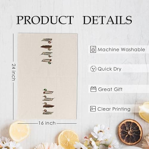 KFXHANGD Retro Duck Mallard Kitchen Towels, Hunting Gift Dish Towels, Rustic Farmhouse Ducks Decoy Decorative Hand Tea Towel for Bathroom Kitchen, Hunting Gifts for Mallard Duck Lovers Dad, 16x24 in thumbnail 3