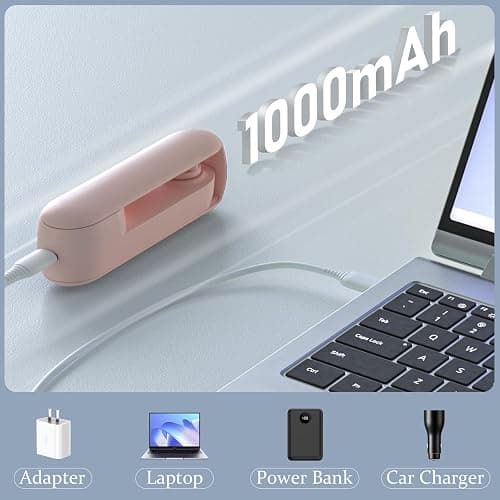 Lerat Portable Handheld Fan, 2 IN 1 Mini Hand Fan, Battery Operated [8-15 Working Hours], USB Rechargeable Personal Foldable Fan for Indoor, Small Pocket Fans Travel Essentials for Outdoor (Pink) thumbnail 8