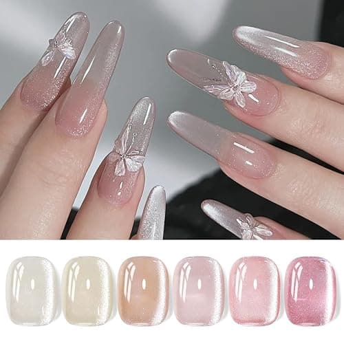 Born Pretty Cat Magnetic Eye Gel Nail Polish Jelly Pink Moonlight Crystal Glass Cat Magnetic Shimmer Glitter Holographic Nail Polish Salon Gel Manicure and Nail Art DIY at Home 7ML 6PCS thumbnail 4