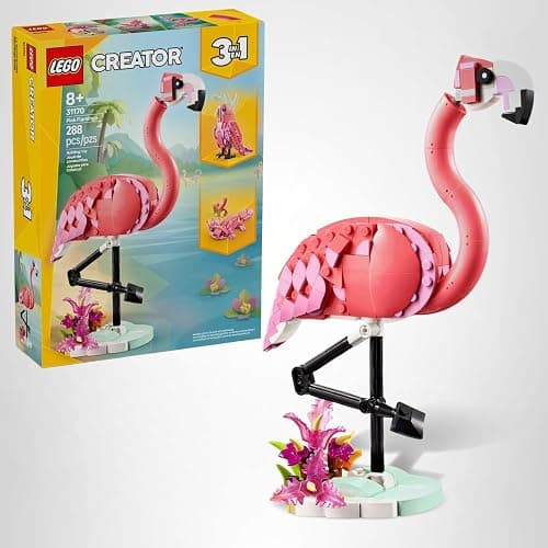 LEGO Creator 3 in 1 Wild Animals: Pink Flamingo Animal Building Toy - Playset with 3 Build Options, Pink Flamingo, Cockatoo, or Axolotl - Learning Toy for Kids, Ages 8+ - 31170 thumbnail 8