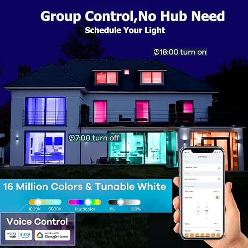 AFINSEA Smart Light Bulbs,WiFi & Bluetooth LED Light Bulb That Compatible with Alexa & Google Home, Color Changing Light Bulb, 10W A19 E26 2.4Ghz WiFi Light Bulbs 60 watt Equivalent, 800lm Dimmable thumbnail 5