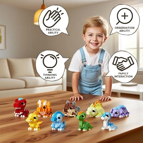HJPLPXH Dinosaur Micro Mini Building Block Sets 9-Box Dino World Collection | Animals Buildling Model Kits, Micro Mini Bricks Dino World Series Toys for Kids thumbnail 6