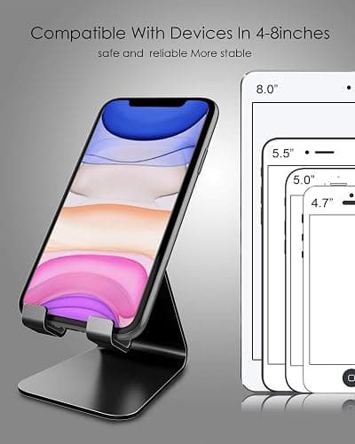 CreaDream Cell Phone Stand, Cradle, Holder, Aluminum Desktop Stand Compatible with Switch, All Smart Phone, iPhone 11 Pro Xs Max Xr X Se 8 7 6 6s Plus SE 5 5s-Black thumbnail 4