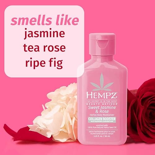 Hempz Mini Collagen-Infused Jasmine & Rose Body Moisturizer, 2.25 oz - Paraben-Free, Vegan, Cruelty-Free thumbnail 7