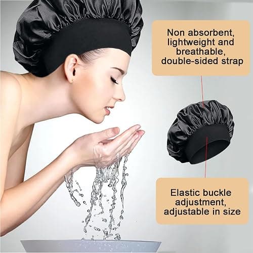 iLamvie Bonnet Satin Cheveux Nuit, Bonnet De Nuit Satin, Bonnet Soie Cheveux Nuit Bonnet Cheveux Nuit Pour Femmes Cheveux Longs Cheveux Bouclés(Noir) thumbnail 4