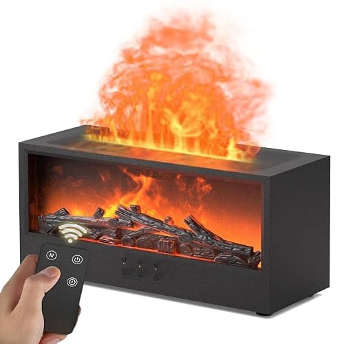 Omnexa Fireplace Flame Diffuser Air Humidifier, Essential Oil Diffuser with 7 Colors Light & Timer, Auto-Off Ultrasonic Cool Mist Aroma Humidifier for Home, Bedroom, Office, Yoga(Black) - Image 1