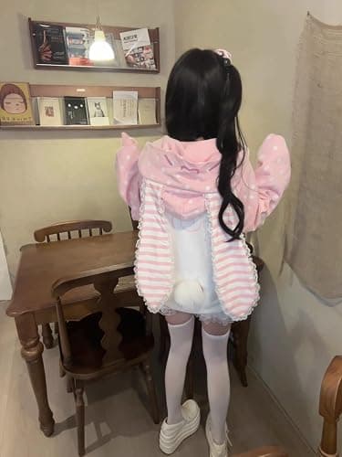 Pokn Y2k Zip Up Hoodie Women Bunny Ear Long Sleeve Hoodies Harajuku Cutecore Jojifuku Kawaii Sweatshirt Shoujo Clothes thumbnail 5