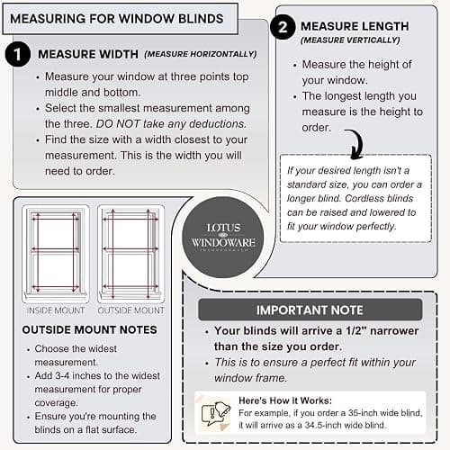 Lotus & Windoware Cordless, 2 Inch Faux Wood Blind, 34.5" Wide x 60" Long, Window Blinds, Blinds & Shades, Blinds for Indoor Windows, Embossed, Bright White thumbnail 6