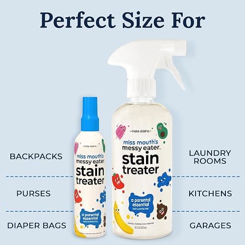 Miss Mouth's Messy Eater Stain Treater Spray - 16oz Stain Remover - Newborn & Baby Essentials - No Dry Cleaning Food, Grease, Coffee Off Laundry, Underwear, Fabric - 16oz Spray thumbnail 9