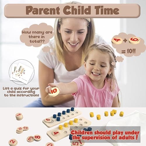 TEUVO Montessori Counting Peg Abacus for Kids Age 3 4 5 6 Years Old, Math Manipulatives Materials Wooden Learning Toys Numberblocks Toddler Puzzle & Kindergarten Home School Montessori Teaching thumbnail 3