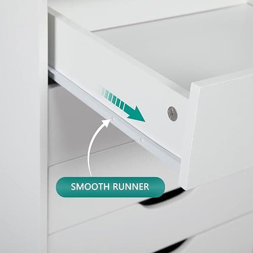 Naomi Home 7 Drawer Office Storage File Cabinet, Under Desk Storage File Cabinets for Home Office, Office Organization Filing Cabinet with Wheels, Printer Stand with Storage, 180 lbs Capacity – White - White - 7 Drawer thumbnail 6
