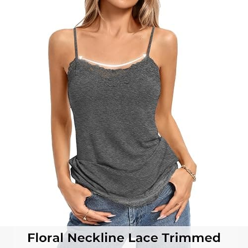 Kate Kasin Women's Adjustable Spaghetti Strap Lace Trim Cami Tunic Tank Top 3PACK thumbnail 3