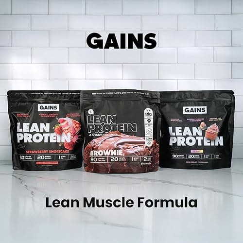 Gains in Bulk Lean Grass Fed Whey Protein Powder With Collagen Peptides, Gluten Free, 20 G Protein & 5 G Collagen, Plant Enzymes to Support Digestion, Natural Flavor, Strawberry Shortcake, 27 Servings thumbnail 8