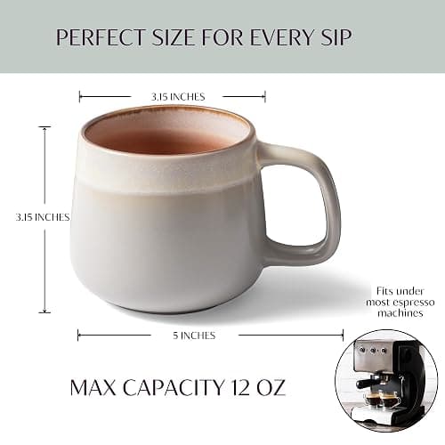 Ava Nord Ceramic Coffee Mugs Set of 4, 12 oz Stoneware Coffee Cups with Comfortable Handle for Latte, Tea, Cappuccino, Cocoa -Microwave and Dishwasher Safe - Modern Unique Aesthetic - Reactive Glaze thumbnail 3