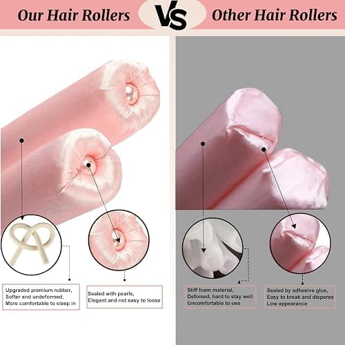 Heatless Curls Overnight,Hair Curlers to Sleep In,No Heat Satin Curling Rod Set Rollers,Sleeping Blowout Headband, Foam Curly Tie Ribbon Styling Tool for Long Hair thumbnail 3